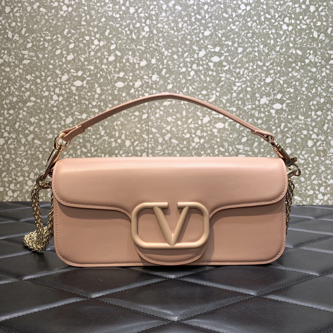 Valentino Garavani Loco Shoulder Bag in Nude Pink Calfskin Leather